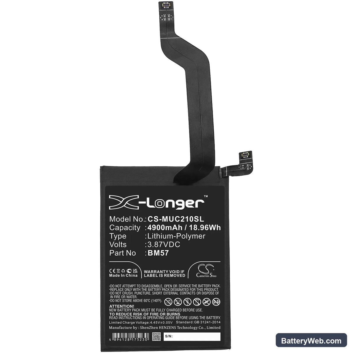 Poco X3 GT Replacement Battery, 3.87V, 4900mAh, Li-Polymer 3