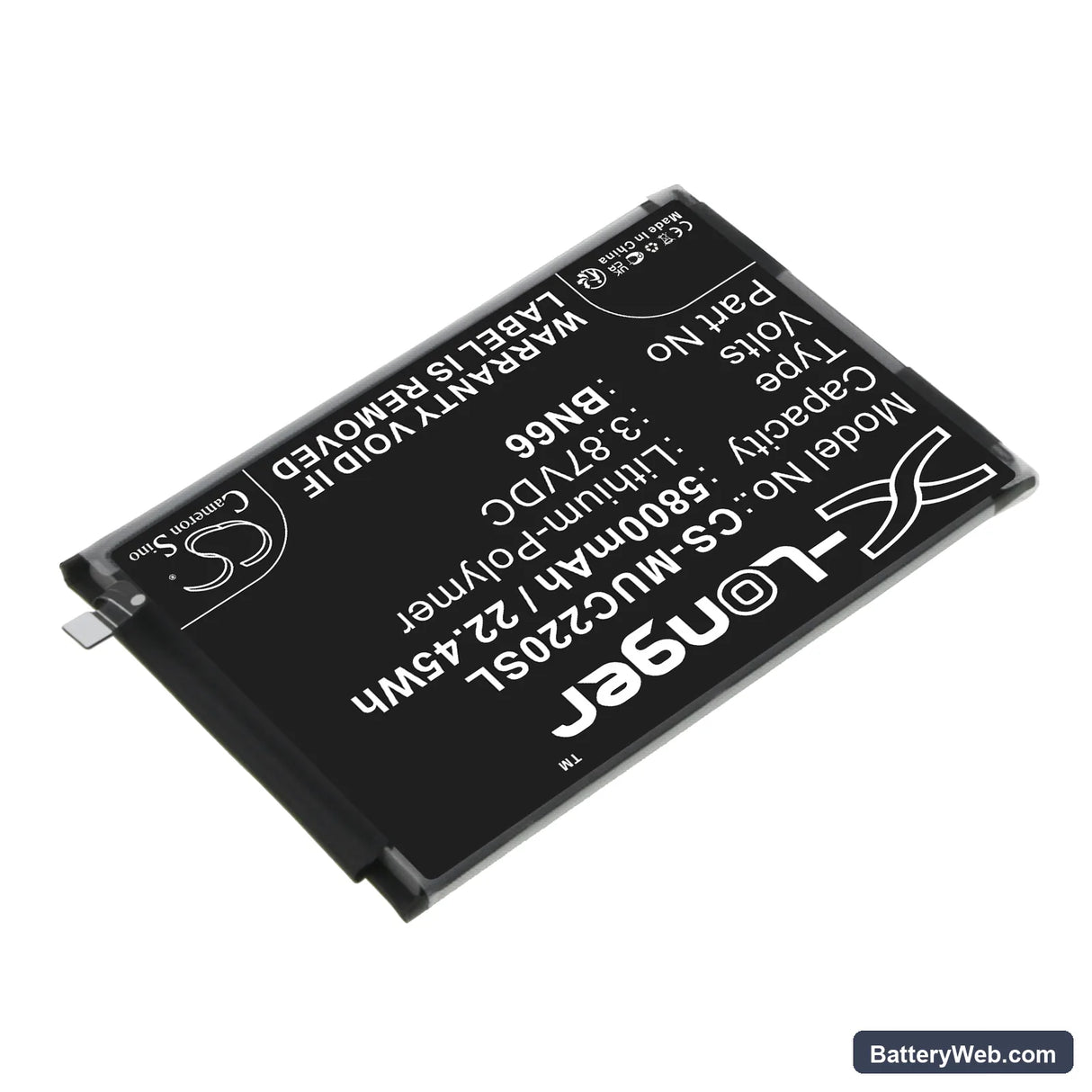 Poco C40 Replacement Battery, 3.87V, 5800mAh, Li-Polymer 2