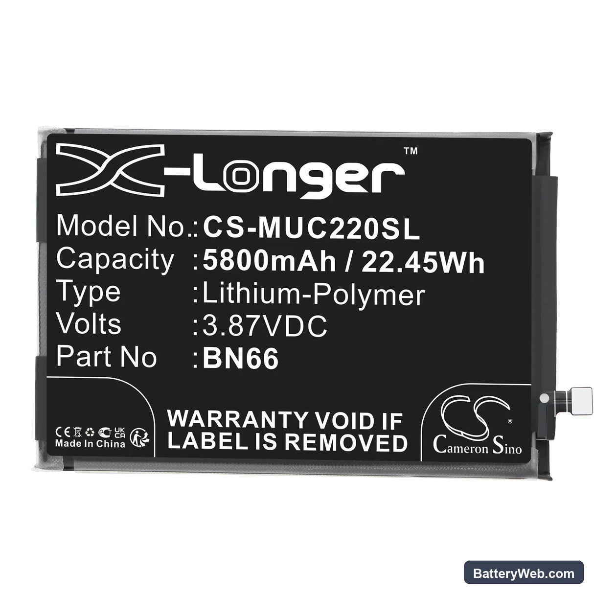 Poco C40 Replacement Battery, 3.87V, 5800mAh, Li-Polymer 3