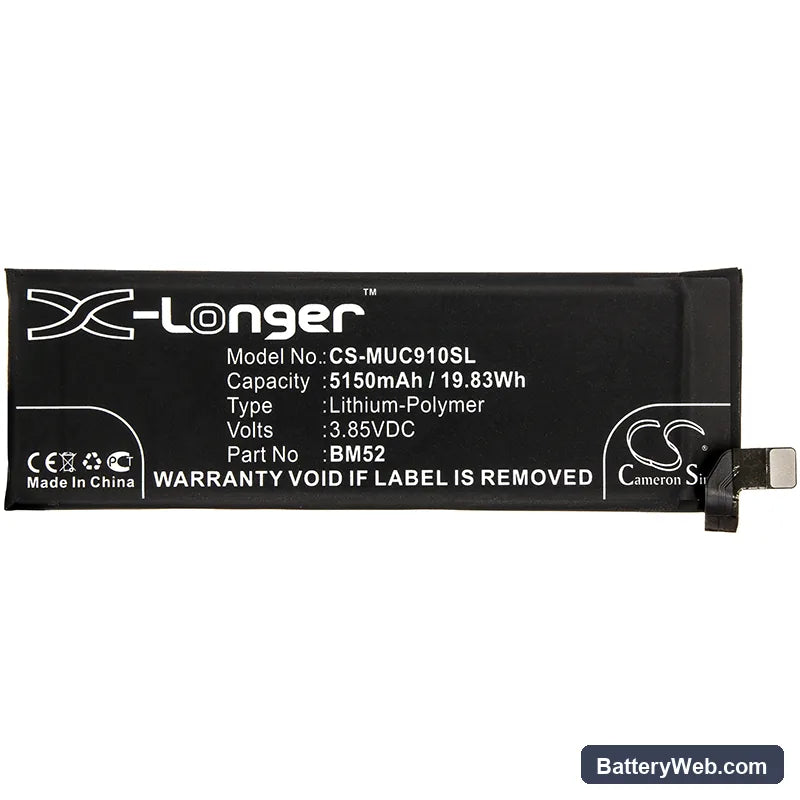 Xiaomi Mi CC9e Pro Replacement Battery, 3.85V, 5150mAh, Li-Polymer 3
