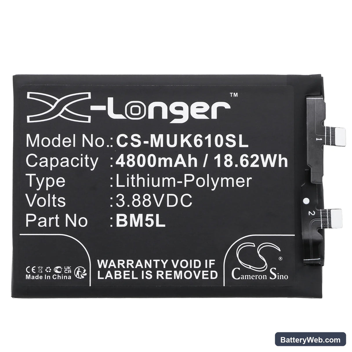 Redmi K60 Pro Replacement Battery, 3.88V, 4800mAh, Li-Polymer 3