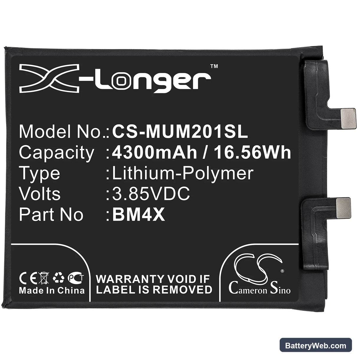 Xiaomi Mi 11 5G Replacement Battery, 3.85V, 4300mAh, Li-Polymer 3