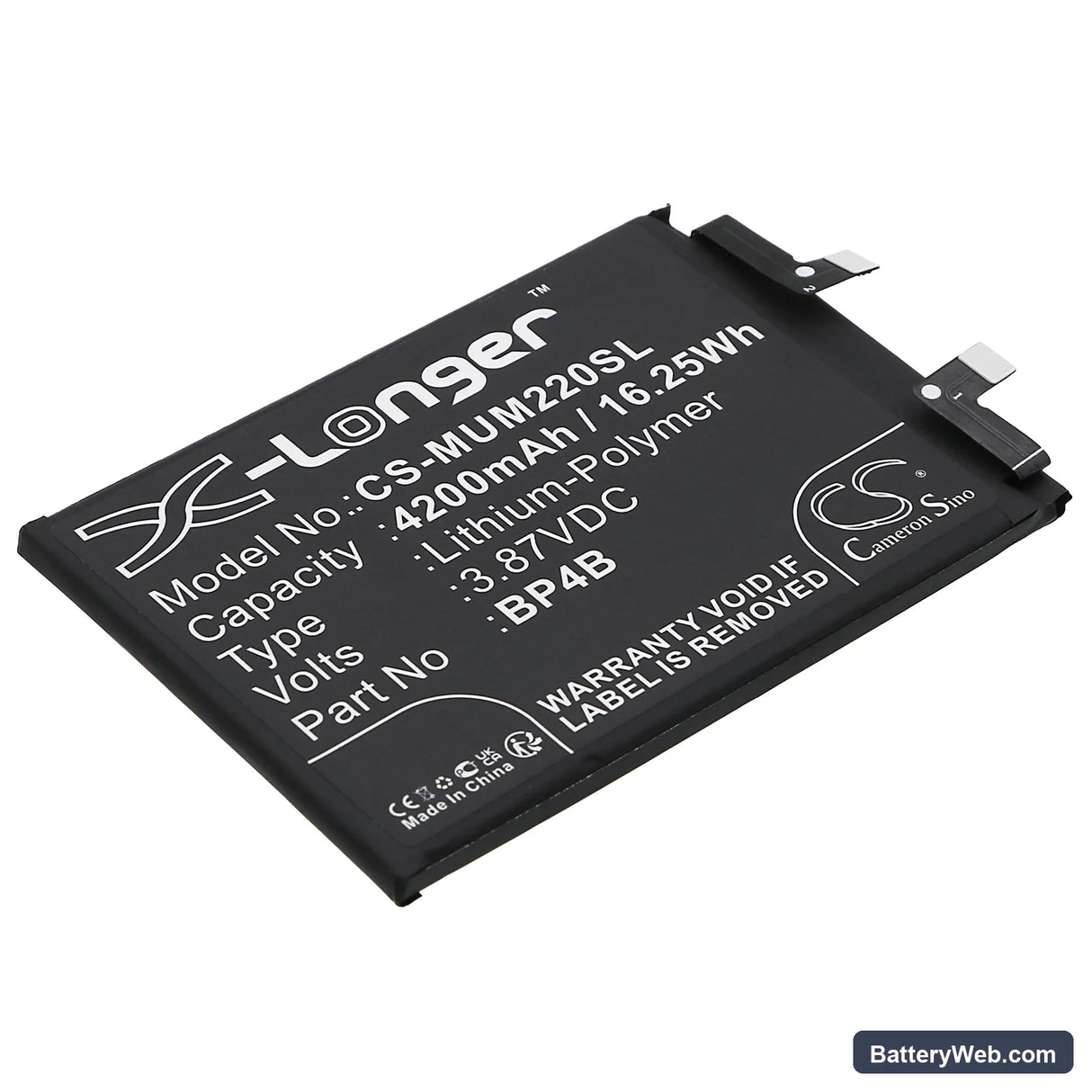 Xiaomi Mi 12 Lite 5G Replacement Battery, 3.87V, 4200mAh, Li-Polymer 1