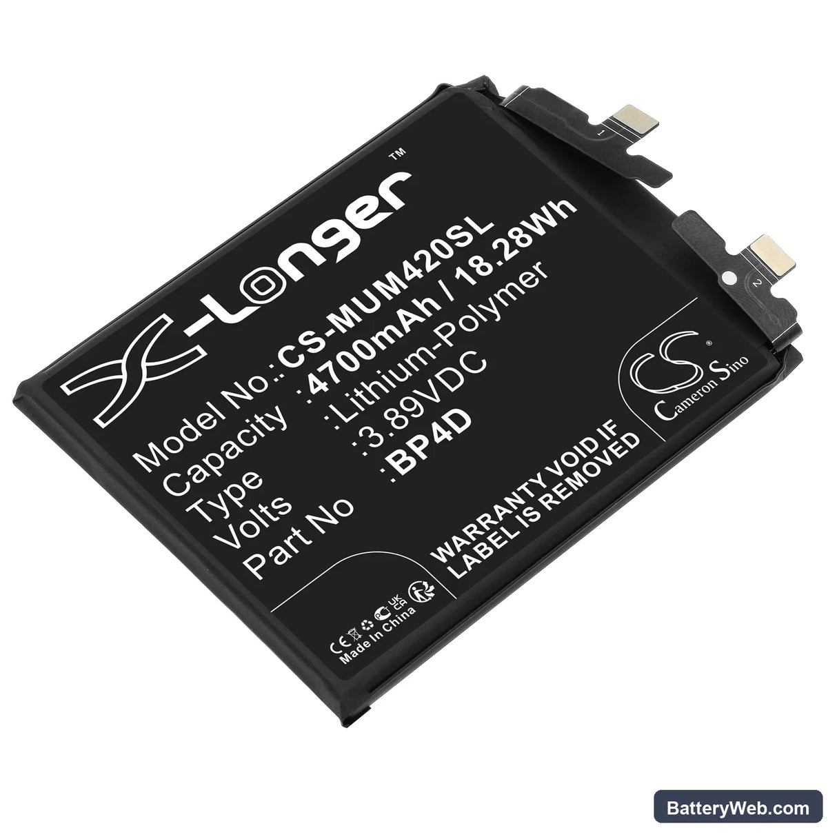Xiaomi 13 Pro Replacement Battery, 3.89V, 4700mAh, Li-Polymer 1