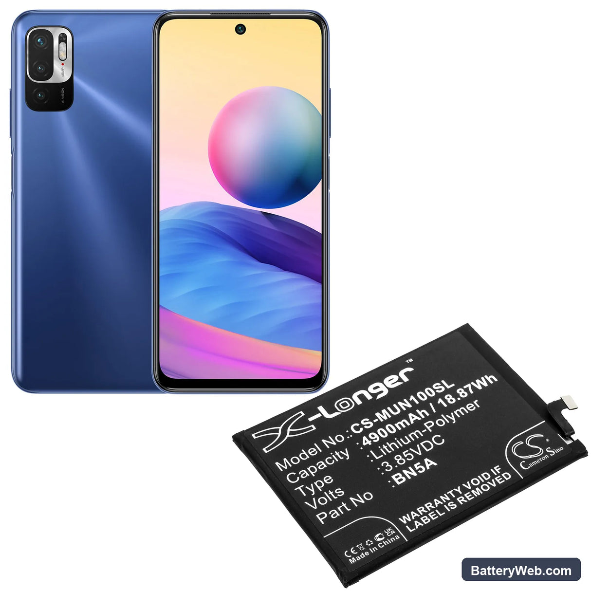 Poco M3 Pro 5G Replacement Battery, 3.85V, 4900mAh, Li-Polymer 5
