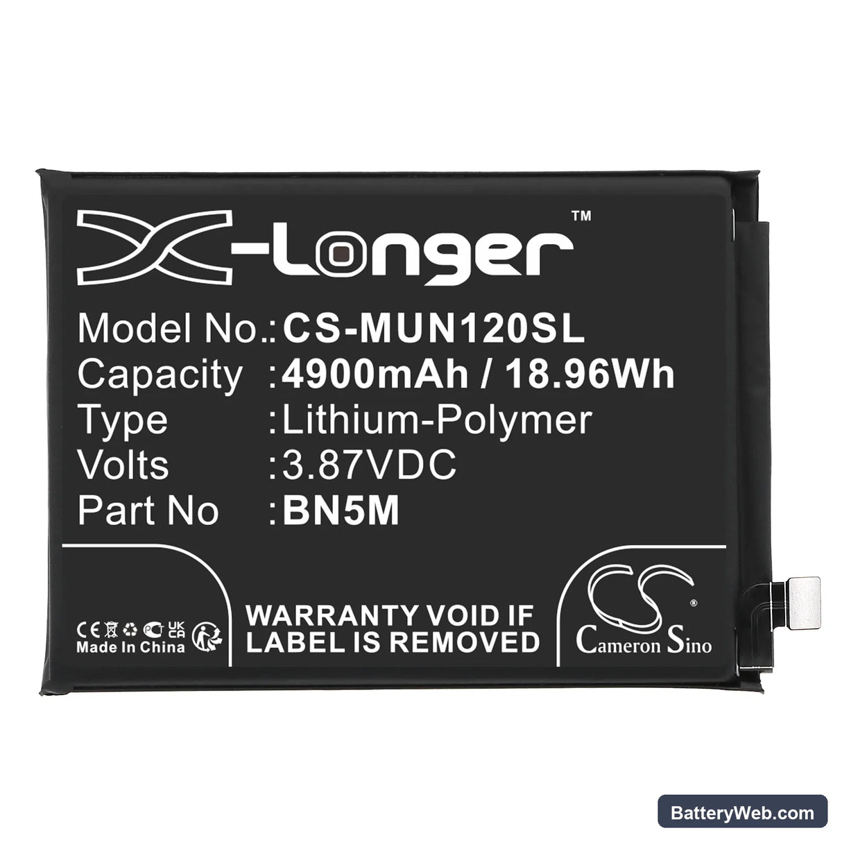 Redmi Note 12 4G Replacement Battery, 3.87V, 4900mAh, Li-Polymer 3