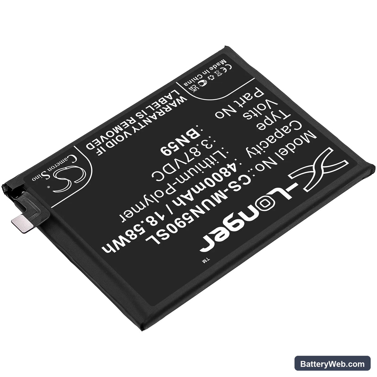 Xiaomi Redmi Note 10 Replacement Battery, 3.87V, 4800mAh, Li-Polymer 2