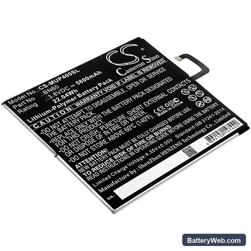 Xiaomi Mi Pad 4 Replacement Battery, 3.8V, 5800mAh, Li-Polymer 1