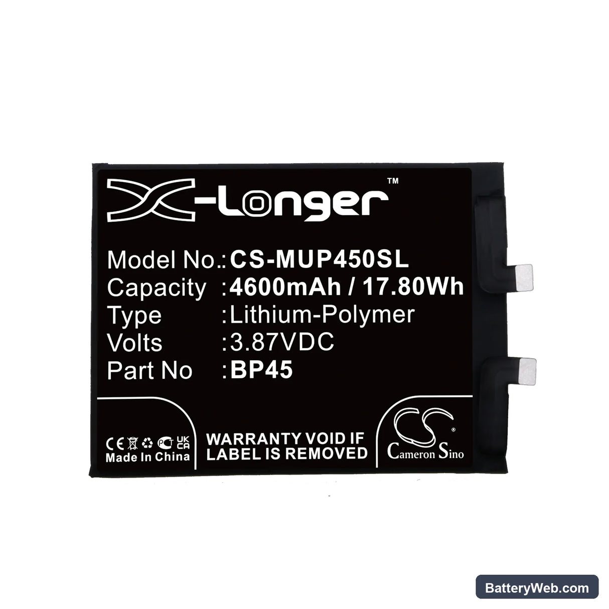 Xiaomi 12 Pro Replacement Battery, 3.87V, 4600mAh, Li-Polymer 3