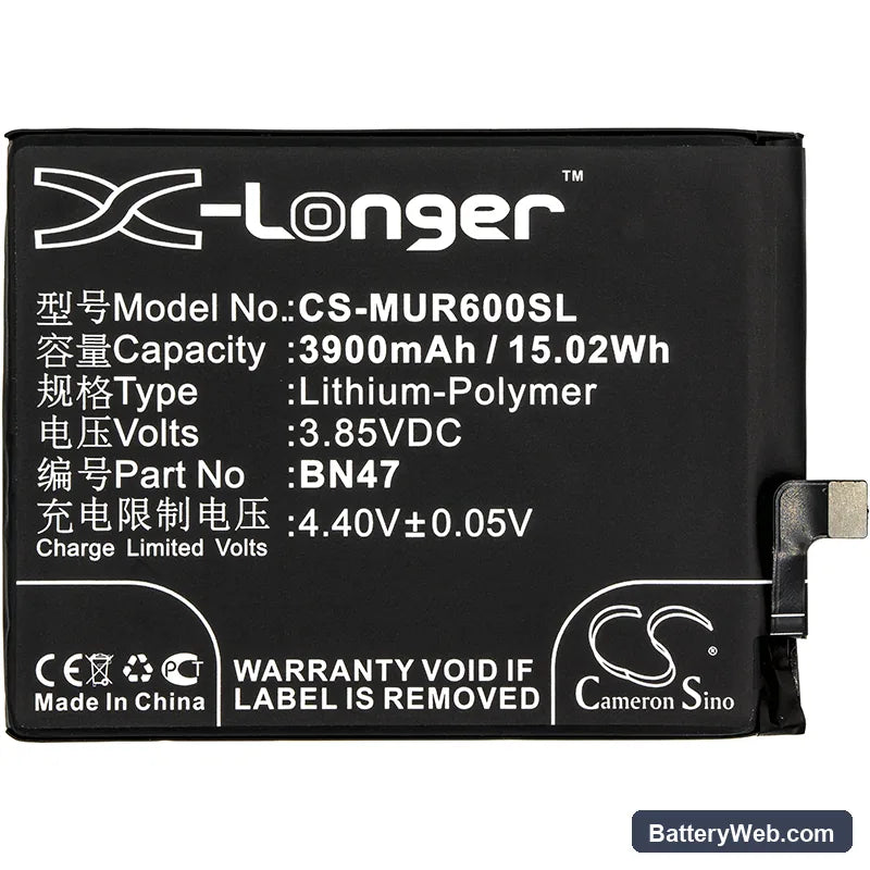 Xiaomi Redmi 6 Pro Replacement Battery, 3.85V, 3900mAh, Li-Polymer 3