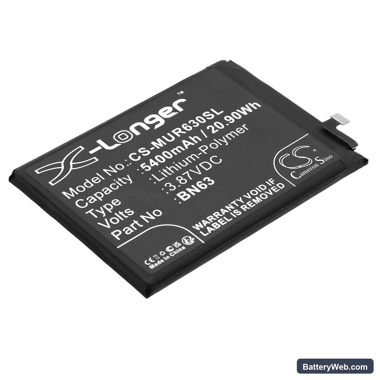 Redmi 10 Prime Replacement Battery, 3.87V, 5400mAh, Li-Polymer 1