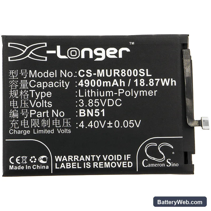 Redmi 8 Replacement Battery, 3.85V, 4900mAh, Li-Polymer 3