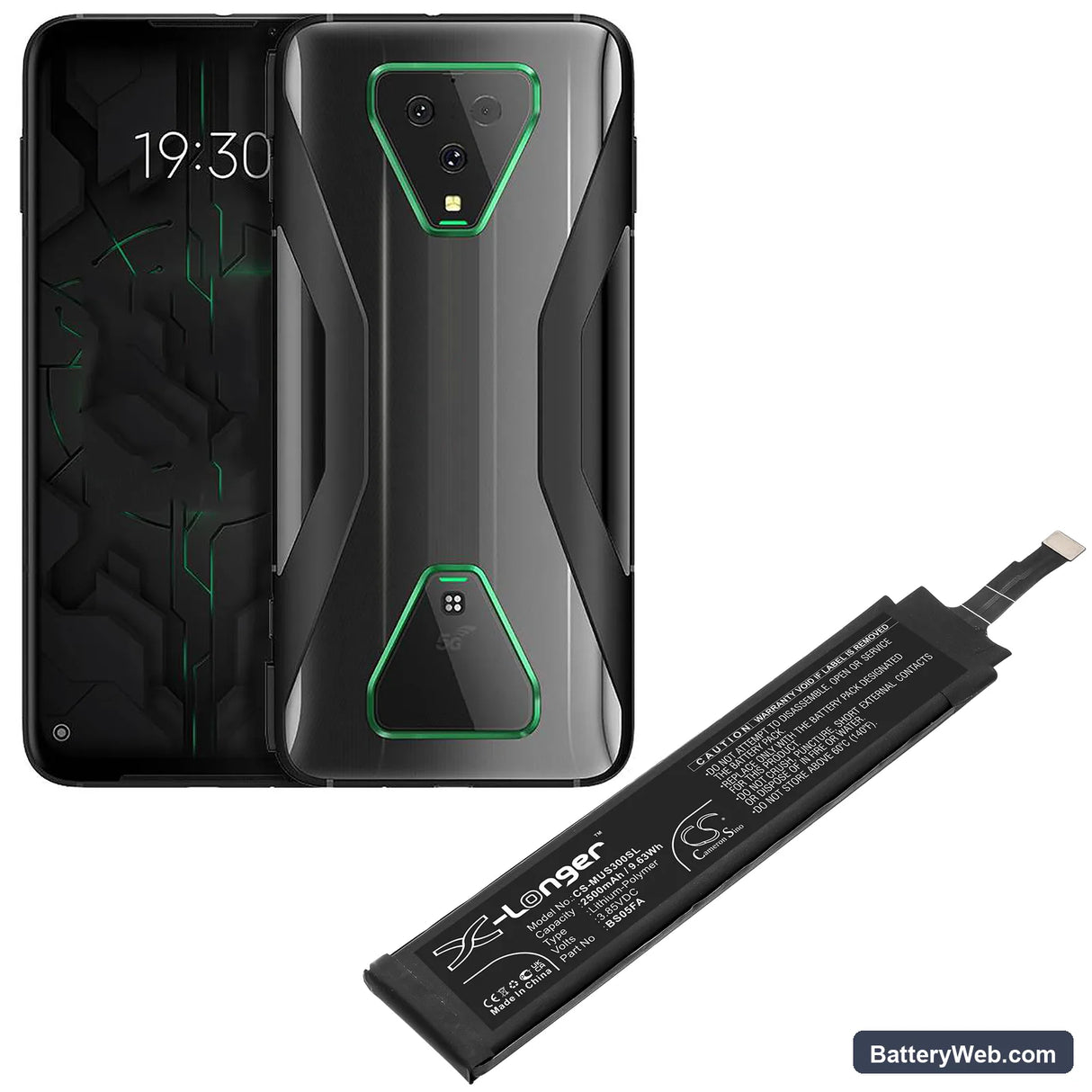 Xiaomi Black Shark 3 Pro Replacement Battery, 3.85V, 2500mAh, Li-Polymer 5