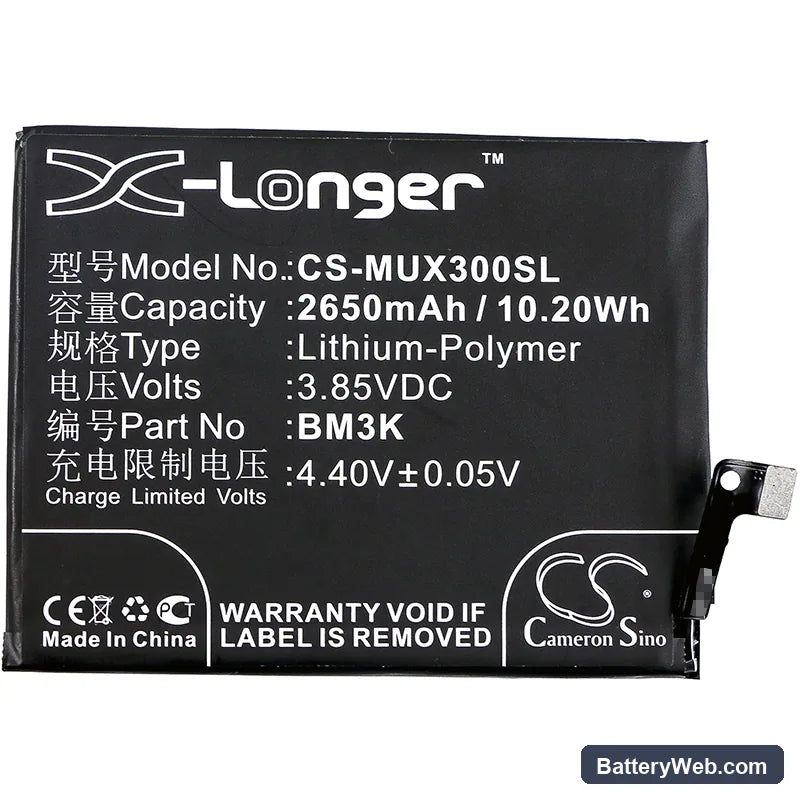 Xiaomi Mix 3 Replacement Battery, 3.85V, 2650mAh, Li-Polymer 3