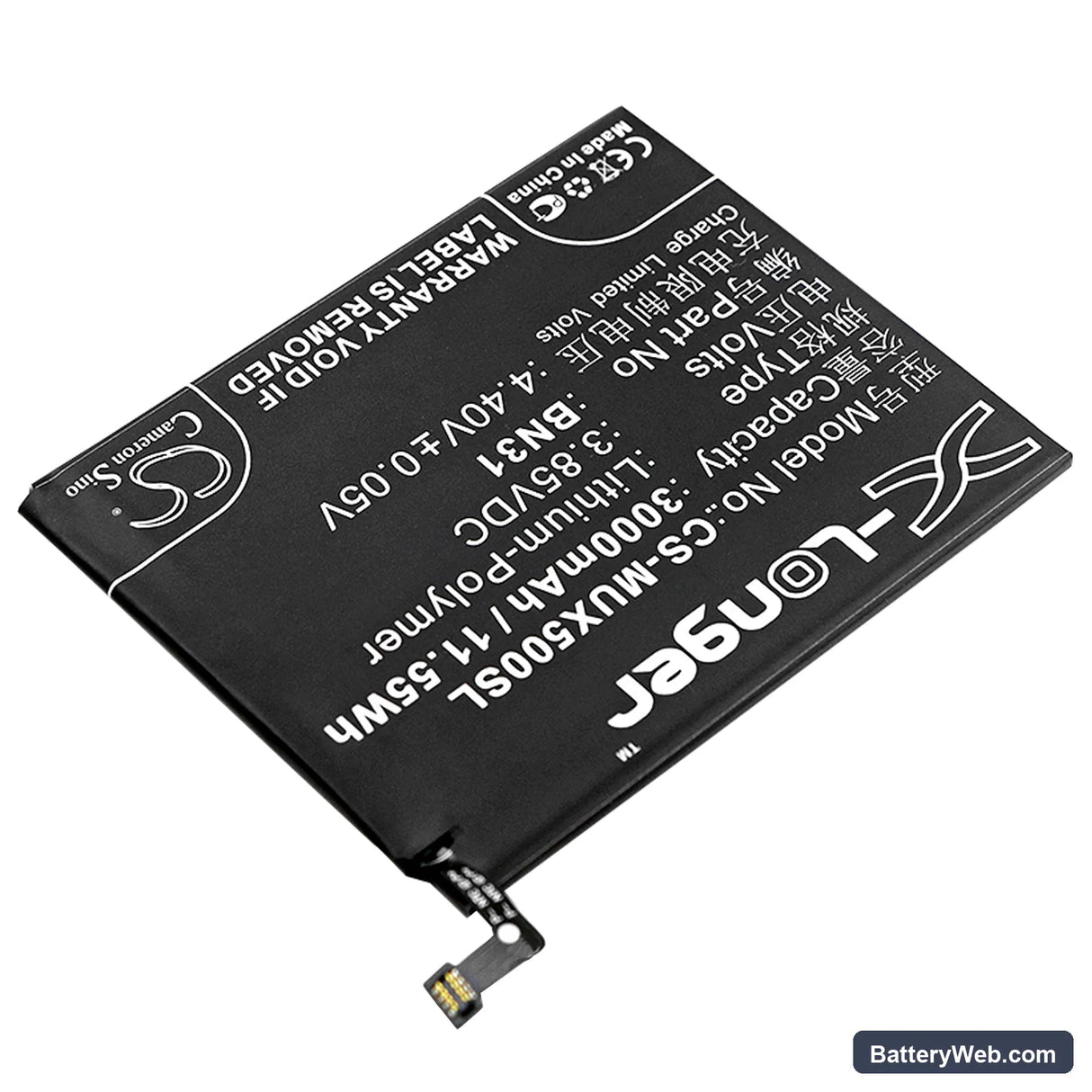 Xiaomi 5X Replacement Battery, 3.85V, 3000mAh, Li-Polymer 2