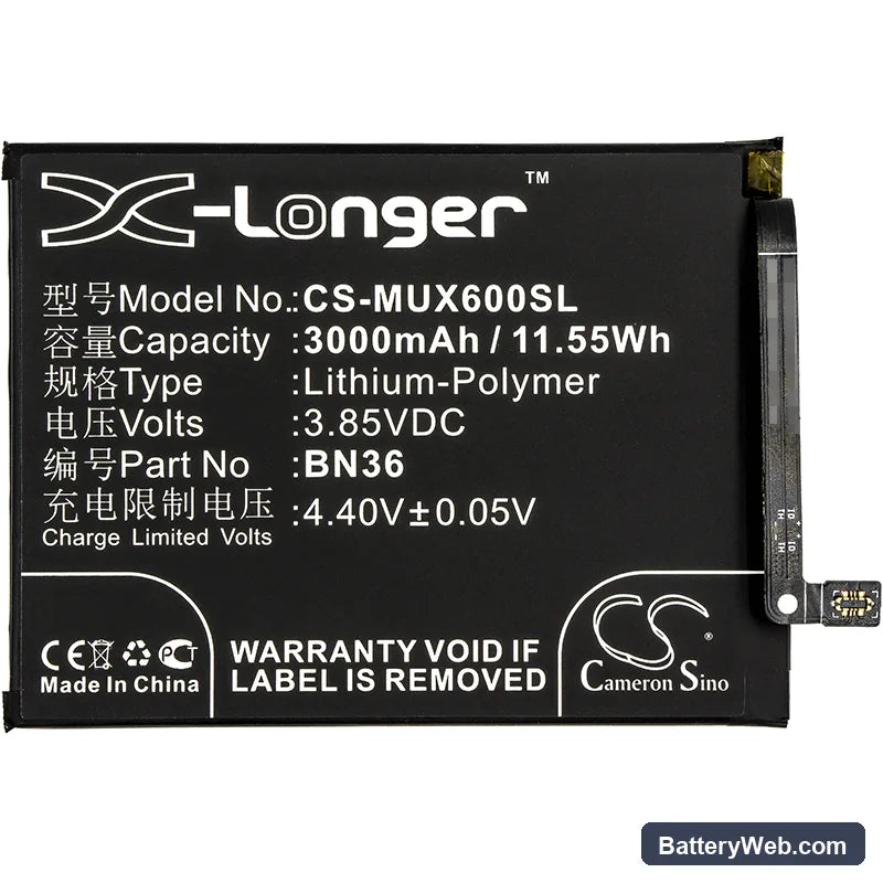 Xiaomi Mi 6X Replacement Battery, 3.85V, 3000mAh, Li-Polymer 3