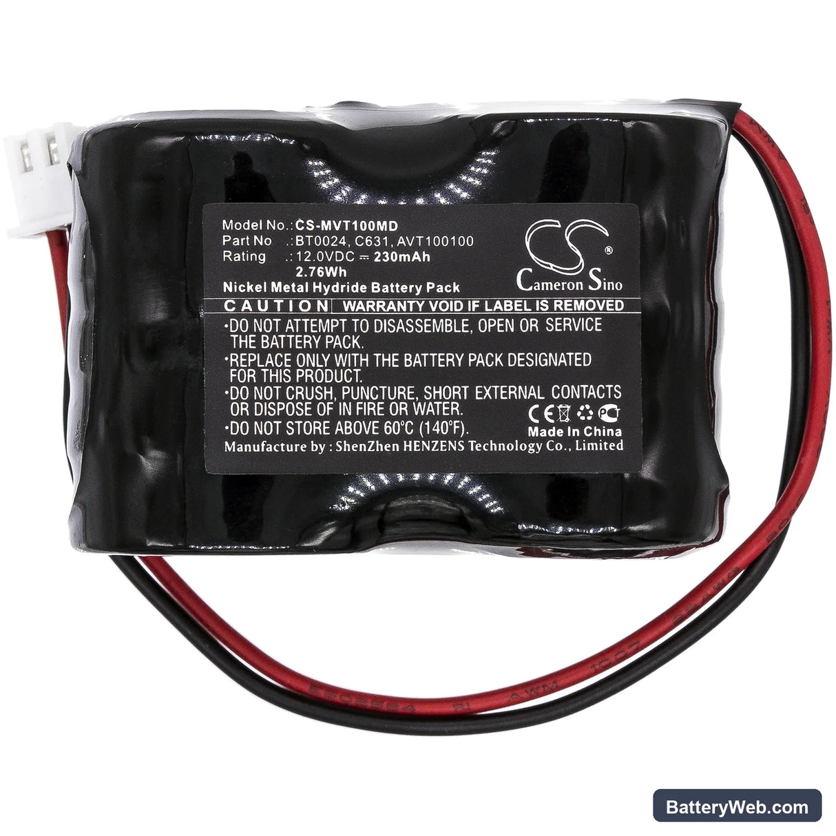IMEX Free DOP Probe Replacement Battery, 12V, 230mAh, Ni-MH 3