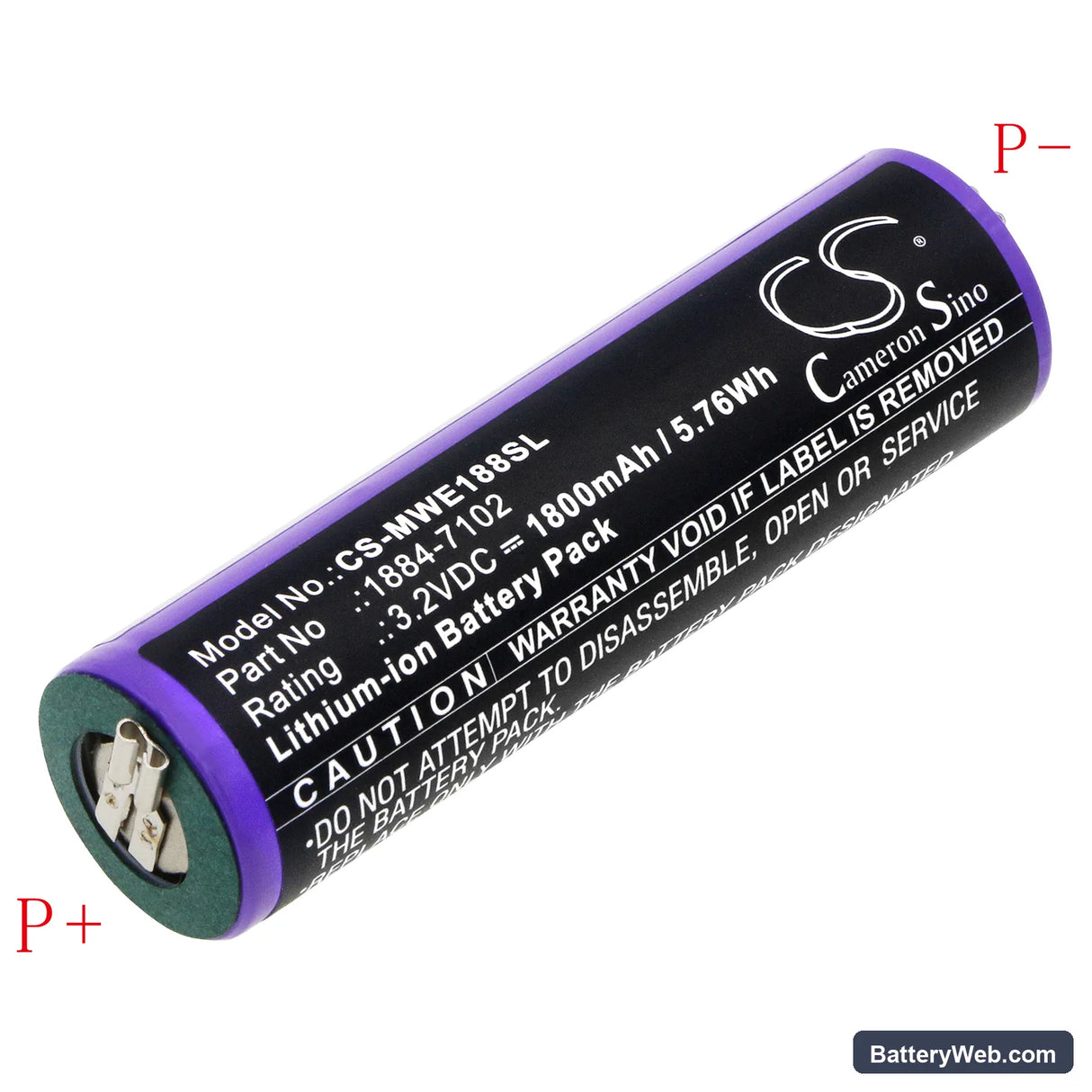 Moser Ermila 1884 Replacement Battery, 3.2V, 1800mAh, LiFePO4 1