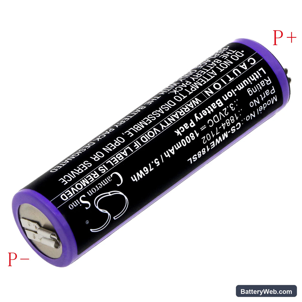Moser Ermila 1884 Replacement Battery, 3.2V, 1800mAh, LiFePO4 2
