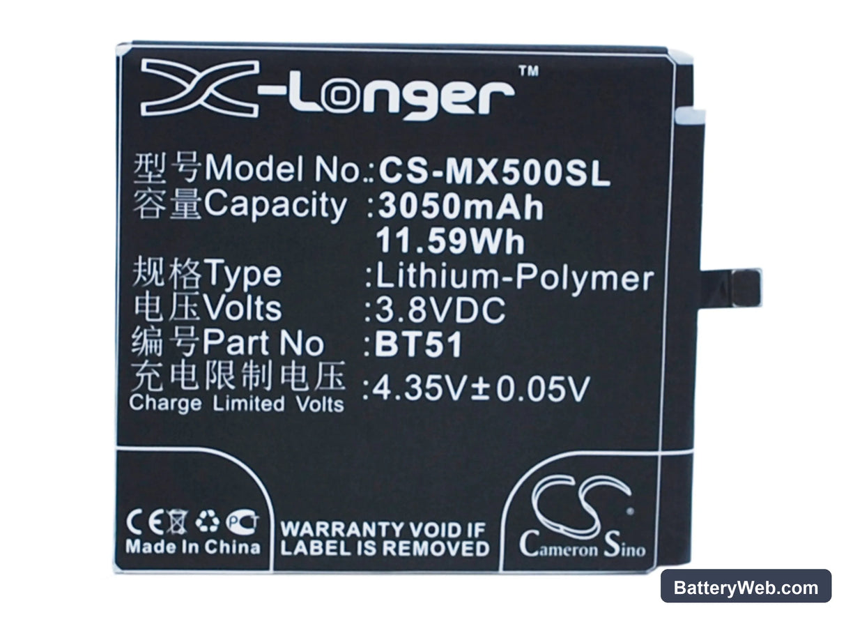 MeiZu MX5 Replacement Battery, 3.8V, 3050mAh, Li-Polymer 1