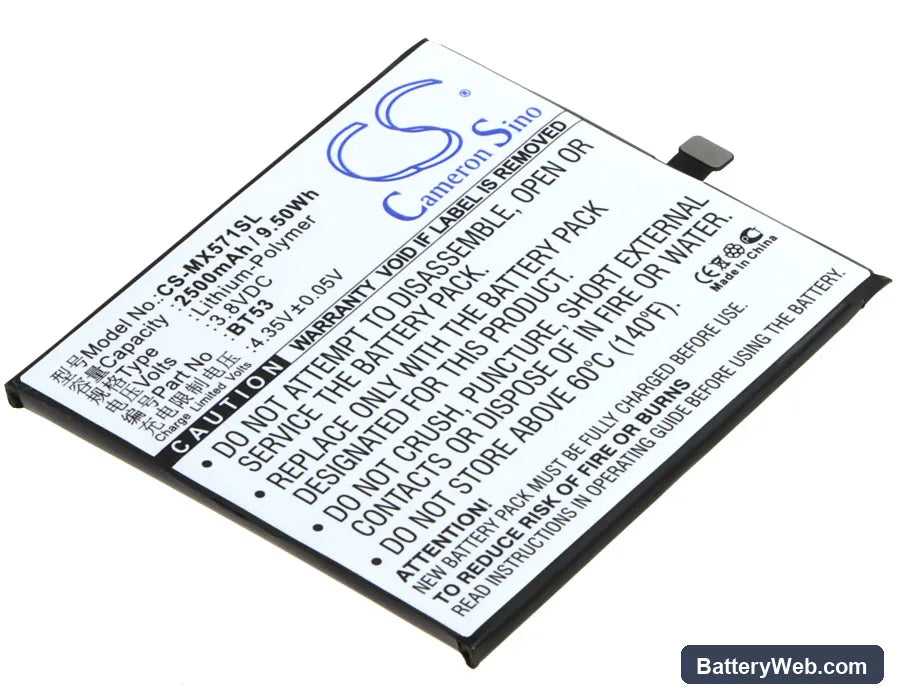 MeiZu Pro 6 Replacement Battery, 3.8V, 2500mAh, Li-Polymer 1