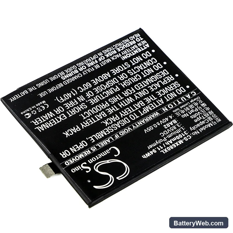 MeiZu M3e Replacement Battery, 3.85V, 3100mAh, Li-Polymer 2