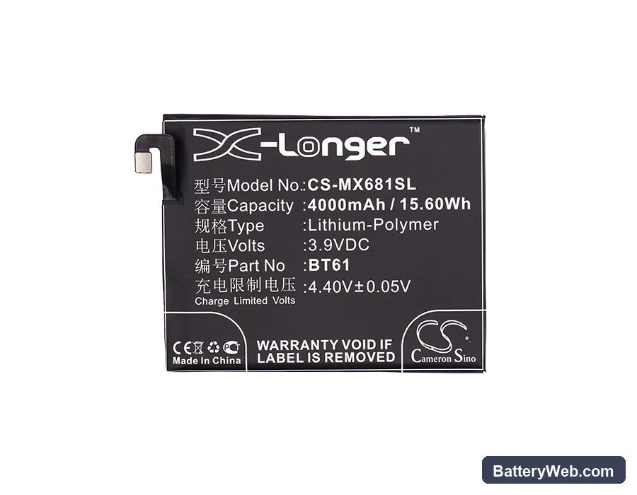 MeiZu L681C Replacement Battery, 3.9V, 4000mAh, Li-Polymer 5