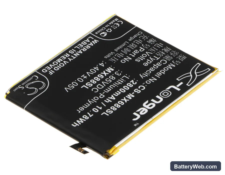 MeiZu M3 Replacement Battery, 3.85V, 2800mAh, Li-Polymer 2