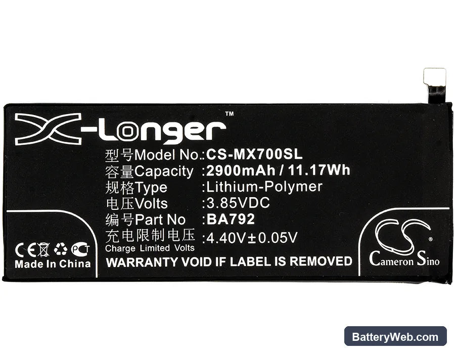 MeiZu Pro 7 Replacement Battery, 3.85V, 2900mAh, Li-Polymer 5