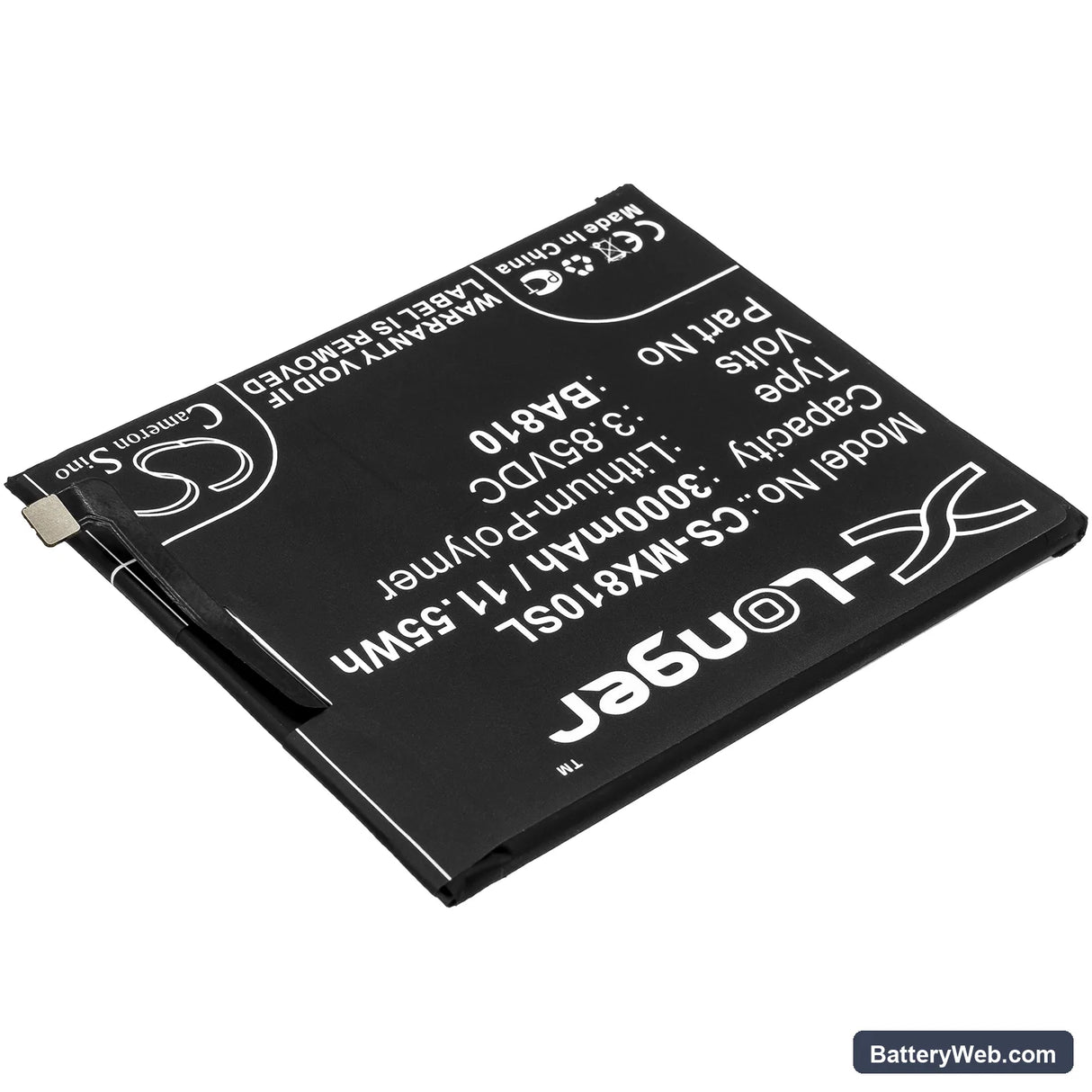 MeiZu M8C Replacement Battery, 3.85V, 3000mAh, Li-Polymer 2