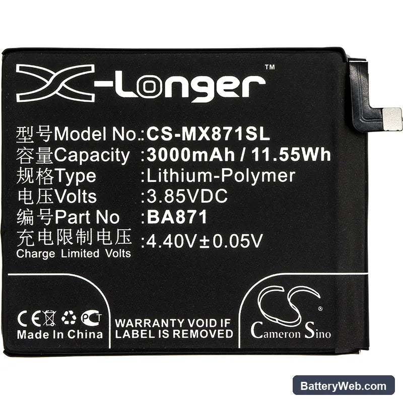 MeiZu 15 Lite Replacement Battery, 3.85V, 3000mAh, Li-Polymer 3