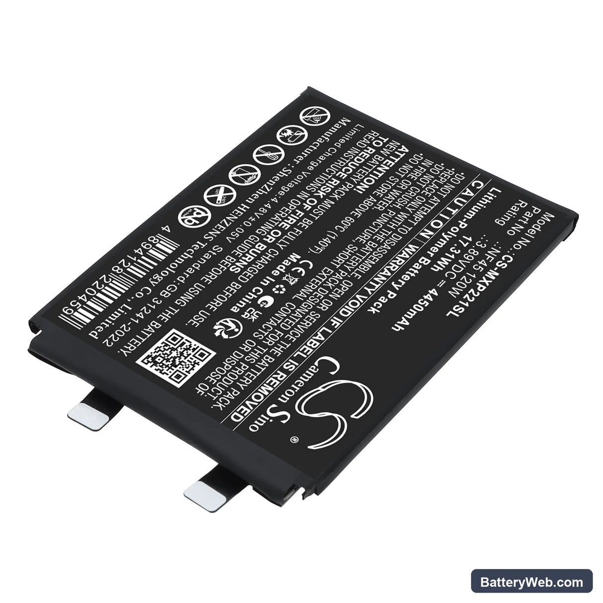 Motorola Edge 30 Ultra (120W) Replacement Battery, 3.89V, 4450mAh, Li-Polymer 2