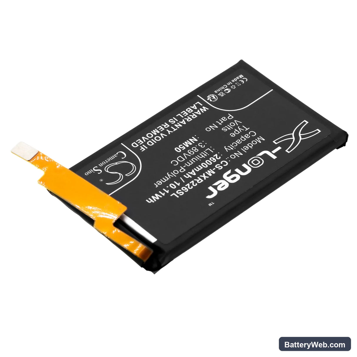 Motorola Razr 2022 Replacement Battery, 3.89V, 2600mAh, Li-Polymer 2