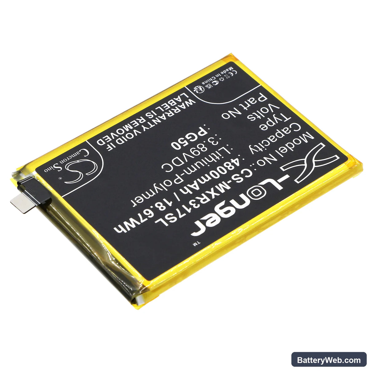 Motorola Moto G Stylus 2023 Replacement Battery, 3.89V, 4800mAh, Li-Polymer 2