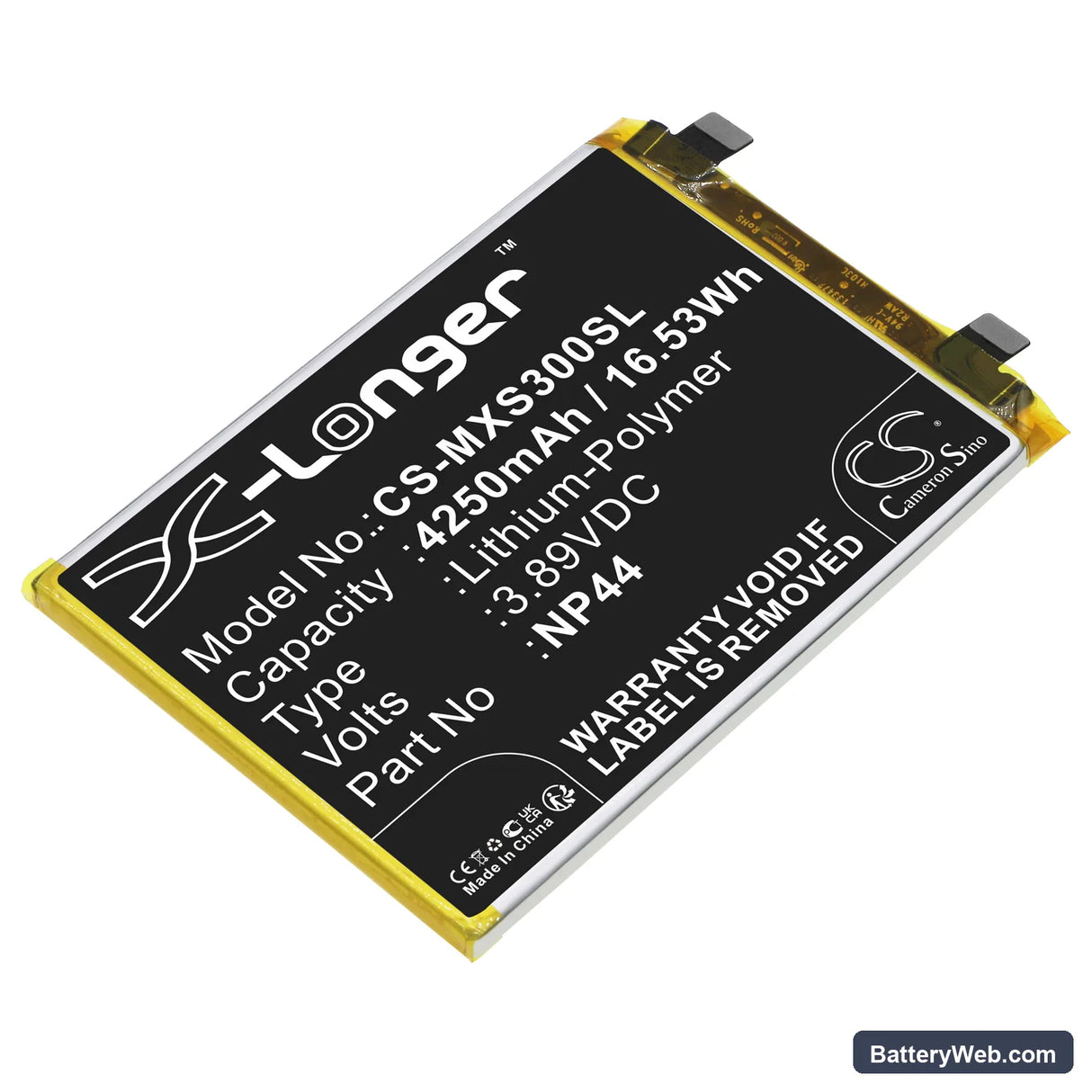 Motorola Moto S30 Pro Replacement Battery, 3.89V, 4250mAh, Li-Polymer 1