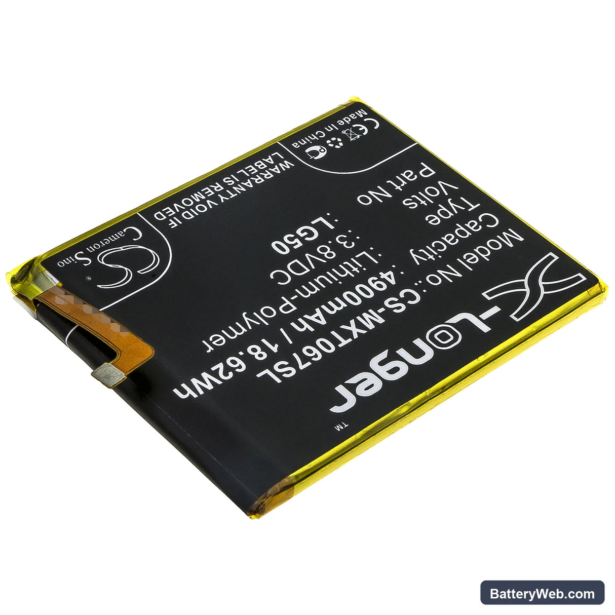 Motorola One Fusion Plus Replacement Battery, 3.8V, 4900mAh, Li-Polymer 2
