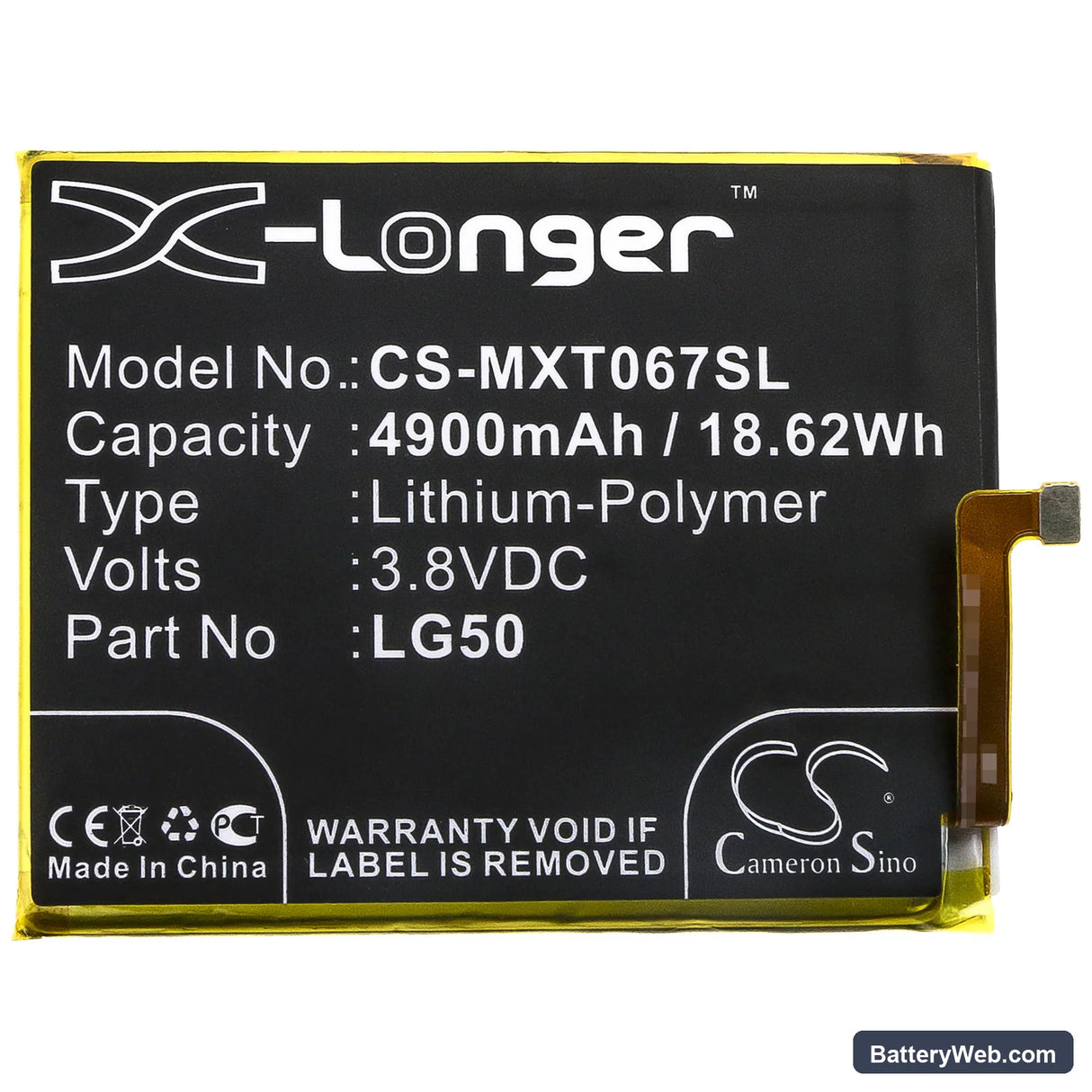 Motorola One Fusion Plus Replacement Battery, 3.8V, 4900mAh, Li-Polymer 3