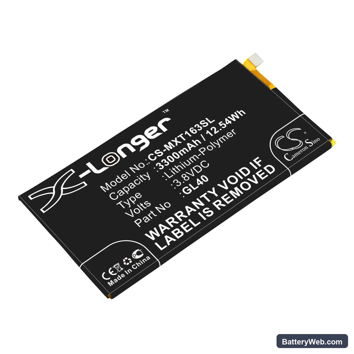 Motorola Moto Z Play Replacement Battery, 3.8V, 3300mAh, Li-Polymer 1