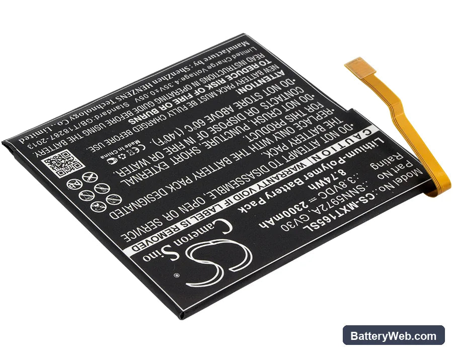 Motorola Moto Z TD-LTE Replacement Battery, 3.8V, 2300mAh, Li-Polymer 2