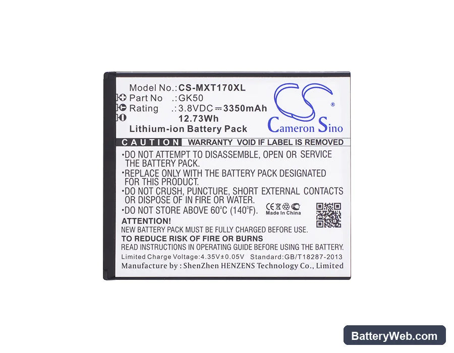 Motorola Moto E Power Replacement Battery, 3.8V, 3350mAh, Li-ion 5