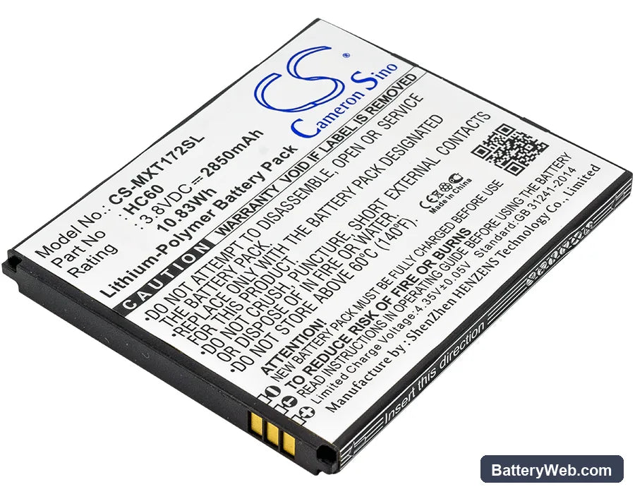 Motorola Moto C Plus Replacement Battery, 3.8V, 2850mAh, Li-Polymer 1