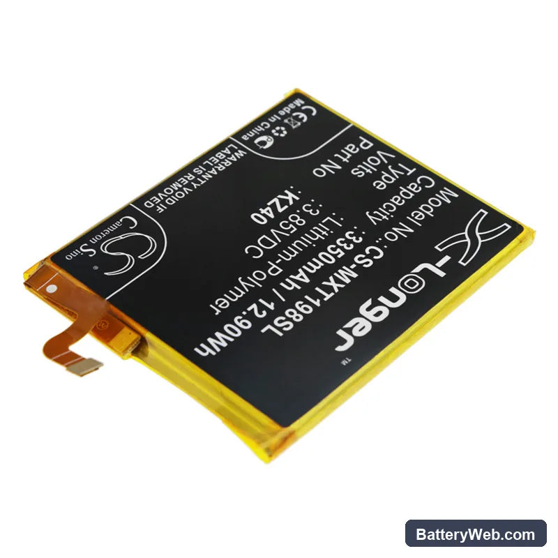 Motorola Moto Z4 Replacement Battery, 3.85V, 3350mAh, Li-Polymer 2