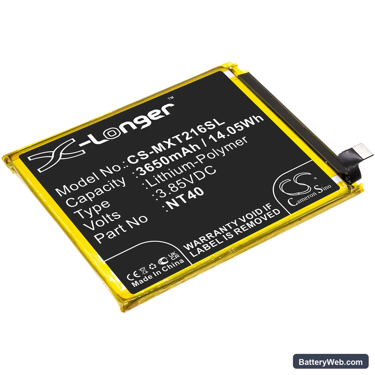 Motorola Moto G Pure Replacement Battery, 3.85V, 3650mAh, Li-Polymer 1