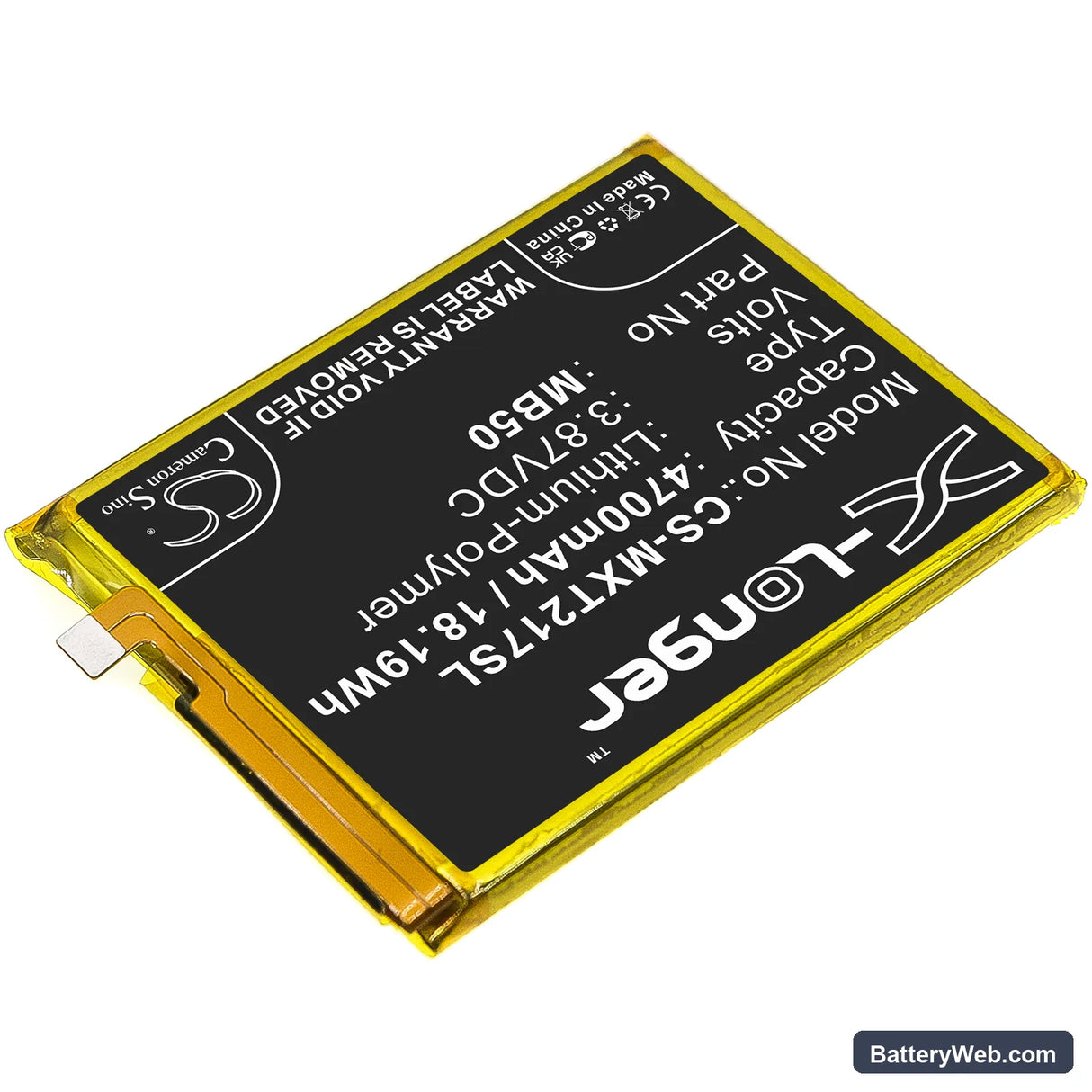 Motorola Moto Edge S30 Replacement Battery, 3.87V, 4700mAh, Li-Polymer 2