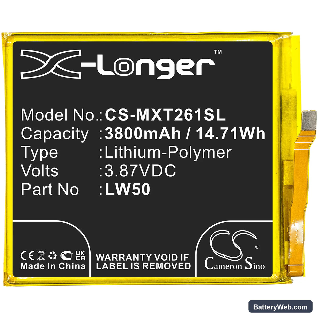 Motorola Moto Edge Plus Replacement Battery, 3.87V, 3800mAh, Li-Polymer 3