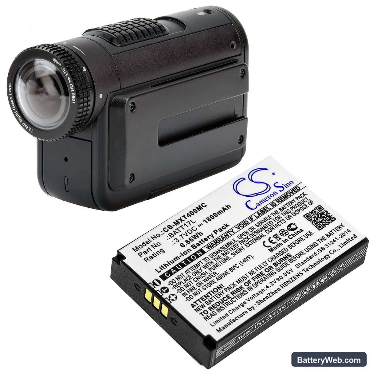 Midland XTC400 Replacement Battery, 3.7V, 1800mAh, Li-ion 4