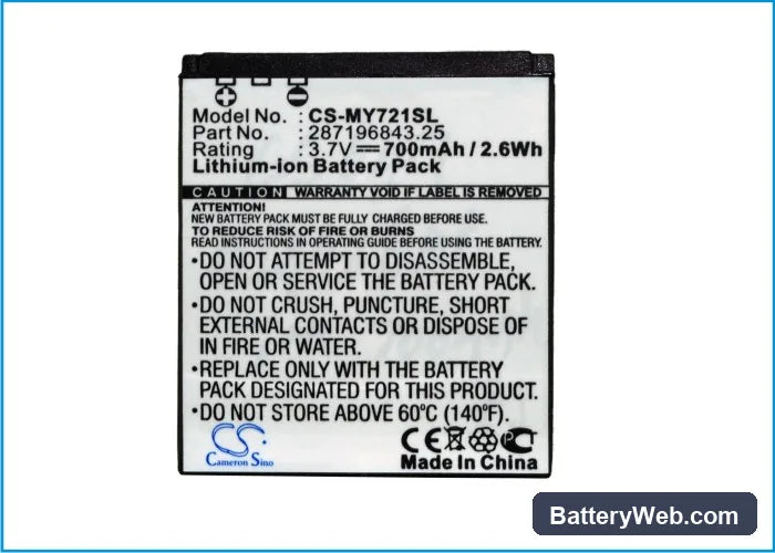 Sagem my721x Replacement Battery, 3.7V, 700mAh, Li-ion 5