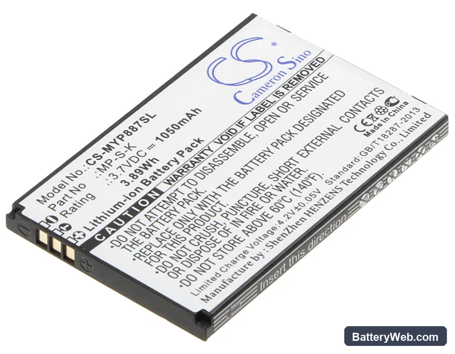 MyPhone 8870 Replacement Battery, 3.7V, 1050mAh, Li-ion 1