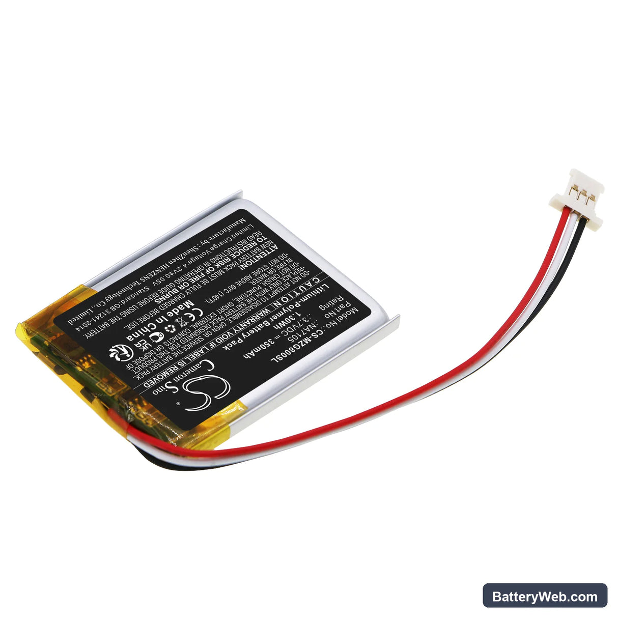 MGI Zip Replacement Battery, 3.7V, 350mAh, Li-Polymer 2