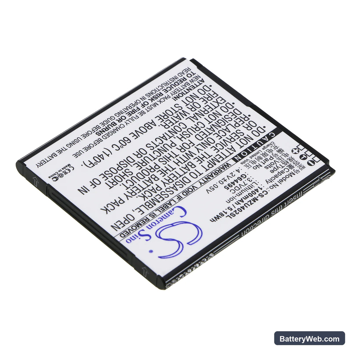Navon Mizu M402 Replacement Battery, 3.7V, 1400mAh, Li-ion 2